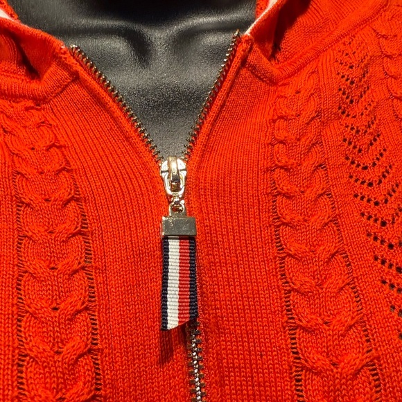 Tommy Hilfiger Woman’d Vibrant Red Zip-Up Sweater - Picture 2 of 5